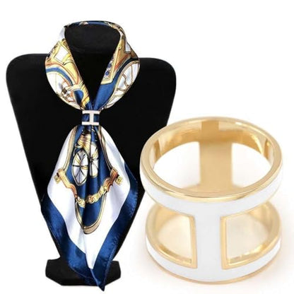 SYWDUDUCLT Scarf Ring for Women's Shawl, Silk Neckerchief, Tshirt, Gold/Sivler, S/M/L, 2 Pcs - style: I-Style
