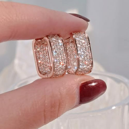 Luxury Paved Cubic Zirconia Hoop Earrings for Women Wedding Trendy Jewelry - color: E2397