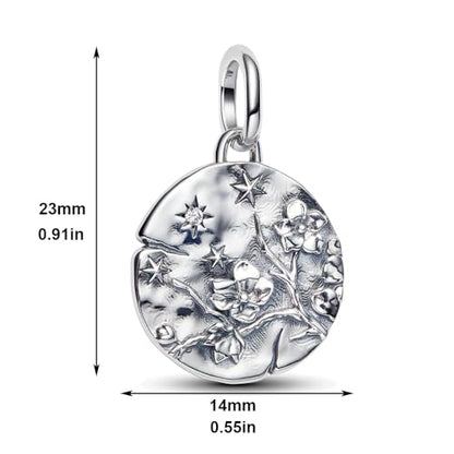 925 Sterling Silver Dangle Charm Fit Women Bracelet And Necklaces Jewelry | Medallion Pendants Beads Jewelry Charms for Women Fashion Gift Family Friends Mother's Day - color: Cherry Blossom Medallion Charm M1790