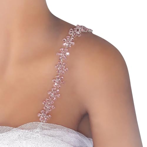 1Pair Shiny Crystal Shoulder Strap Bra Chain for Women Bridal Wedding Rhinestone Lingerie Strap Shoulder Chain Dress Accessories Jewelry - color: Silver