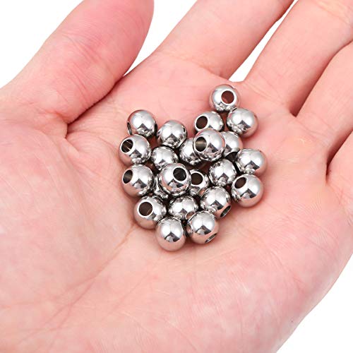 Stainless Steel Spacer Beads 8x6mm Round Loose Charm Caps Beads for DIY Jewelry Making 50pcs with 3mm Hole - color: 8x6mm 3mm