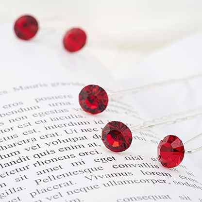 QIUTIMIY 20 Pack (Red) Rhinestone Hair Pins Crystal Hair Clips for Bridal Wedding Women Hair Jewelry Accessories, with Clear Container - color: Rhinestone-Red