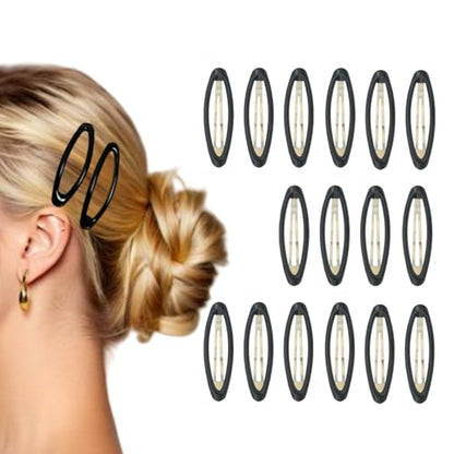 16 Pieces Hair Clips for Thick Hair 2.8 Inch Oval Shape Black XL Hair Clips for Women Metal Snap Non-Slip Hair Grips Hair Accessories - color: Black