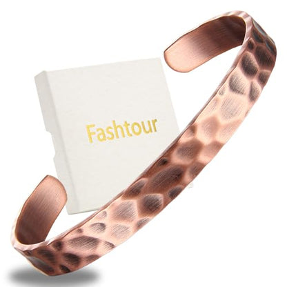 Pure Copper Bracelet – Copper Bracelet for Men & Women – 100% Solid, Raw & Uncoated Handmade Hammered Tibetan Cuff Bangle - color: Copper079