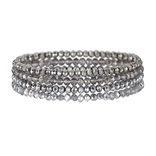 Noessla Beaded Boho Stretch Bracelet Colorful Stackable Crystal Beads Bracelets Trendy Costume Jewelry Mothers Day Gifts for Women - color: Silver