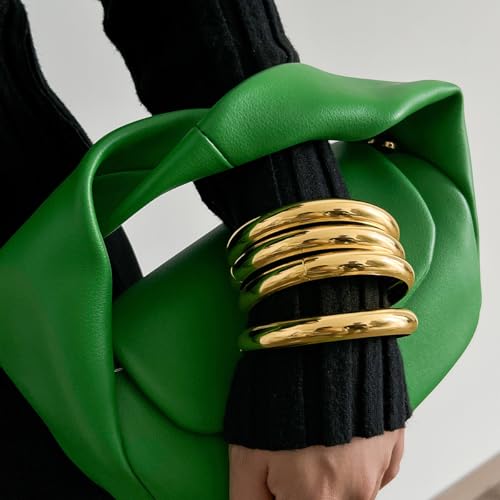 Chunky Gold Bangle Bracelets for Women Stack Wide Wrist Bracelets Gold Stackable Bracelets Jewelry - style: gold 4