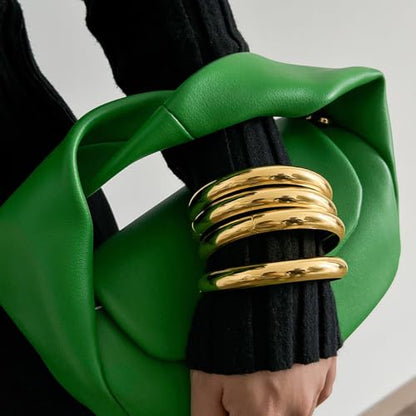 Chunky Gold Bangle Bracelets for Women Stack Wide Wrist Bracelets Gold Stackable Bracelets Jewelry - style: gold 4