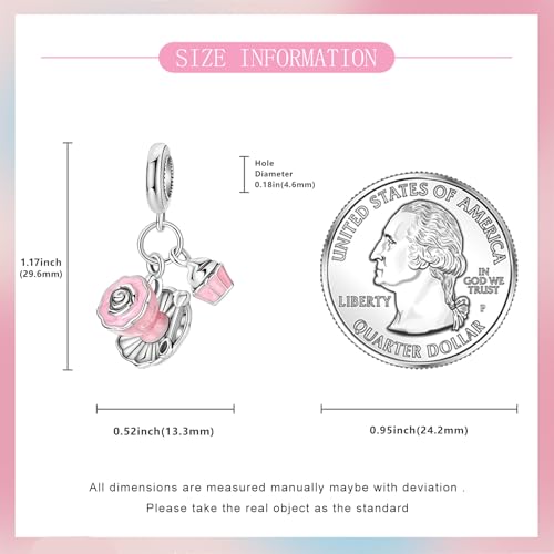 S925 Sterling Silver Cute Bead Charm for Pandora Bracelets and Necklaces | Lucky Clover Cute Animal Pink Bow Cherry Butterfly Pendant Bead Charms Jewelry Making Gifts for Women Valentines Mother's Day - style: Afternoon Tea Dangle Charm