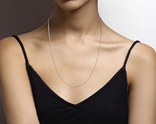 Miabella Italian 925 Sterling Silver, 18K Gold Plated 925 Sterling Silver 2.3mm Curb Cuban Link Chain Necklace Made in Italy - size: Length 24 Inches, style: sterling silver
