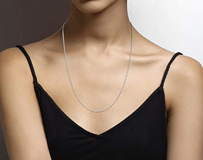 Miabella Italian 925 Sterling Silver, 18K Gold Plated 925 Sterling Silver 2.3mm Curb Cuban Link Chain Necklace Made in Italy - size: Length 24 Inches, style: sterling silver