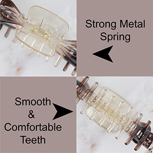 Women's Jumbo Jaw Clip Extra Large Marbelized Hair Claw (Glitter Brown) - color: Glitter Brown