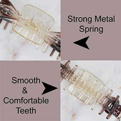 Women's Jumbo Jaw Clip Extra Large Marbelized Hair Claw (Glitter Brown) - color: Glitter Brown