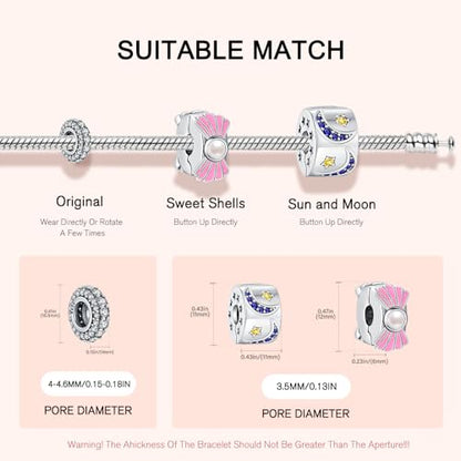 KEQ 925 Silver Spacer Stopper Bead Charms Clearance for Pandora Bracelets Birthstone CZ Always Stopper Birthday Gifts for Mom Grandmom Granddaughter Wife Sisters Friends - color: Golden(2 Pcs)