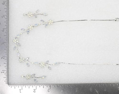 Faship Gorgeous Rhinestone Crystal Floral Necklace Earrings Set - color: White Opal