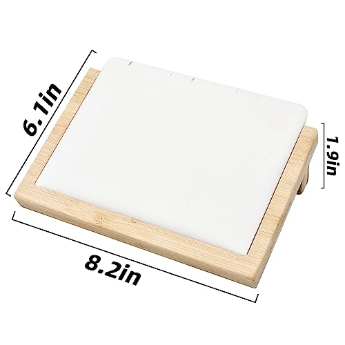 2 Pcs Bamboo Jewelry Display Stand Multiple Earrings Necklace Display Stand Holder Tabletop Display Boards Jewelry Storage Tray for Show (White, Small) - size: Small-2pcs