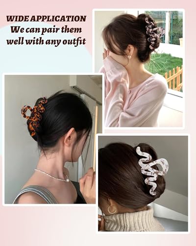 4Pcs Large Hair Claw Clips, Nonslip Cute Jelly Hair Clips for Thick Hair and Long Hair - color: Wave-White + Tie-dye