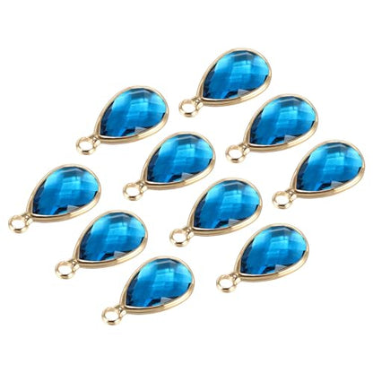 PATIKIL Birthstone Charm Beads Drop Pendant, Handmade Birthstone for Personalized Earrings Bracelet Necklace - color: Blue, size: 0.63" x 0.31"