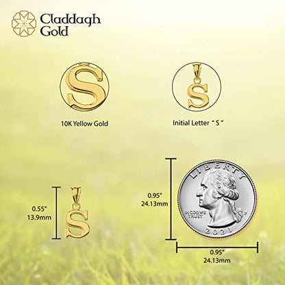 10K Yellow Gold Fine Mini Dangling Initial A-Z Charm 1/2" Pendant - Choice of Initial Letter - style: Letter S Initial Charm