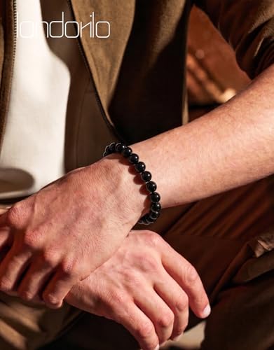 Natural Stone Beaded Bracelets for Men Women, 4mm 6mm 8mm | Healing Crystal, Protection Gemstone, Gift Packaging with Energy Card, Stretch Jewelry, Replacement Beads Included, 18 Stone - color: Black Tourmaline(Protection & Balance), size: 8mm