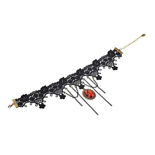 iWenSheng Halloween Costumes Jewelry for Women - Steampunk Black Lace Choker Necklace Gothic Jewelry Accessories, Vampire Choker Necklace Costume for Teen Girls - color: 2#