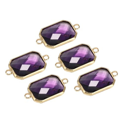 PATIKIL Birthstone Connector Link, Diamond Clear Charm Links, Glass Jewelry Findings Crystal Bead Link for Drop Dangle Pendants Necklace Bracelet Earring - color: Purple