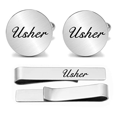 Kooer Personalized Men's Wedding Cufflinks, Custom Father Of The Bride Cuff Links Jewelry Gift For Men Him Groom Groomsman - style: Usher