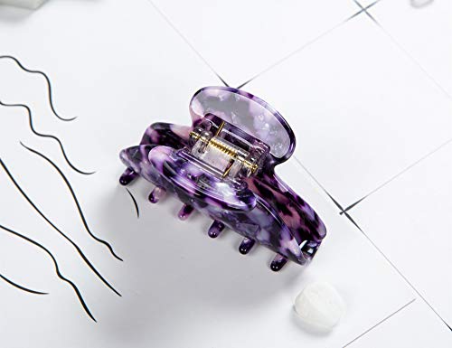 Handmade Celluloid Acetate French Design Barrettes Tortoise Shell Claws Hair Claw Luxury Fashion Accessories Hair Clip for Women (Purple) - color: Purple