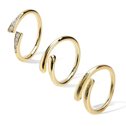 3Pcs Toe Rings for Women Gold/Silver Toe Ring Adjustable Non Tarnish Cz Dainty Toe Ring Summer Beach Open Toe Rings Set Toe Foot Jewelry - color: Gold