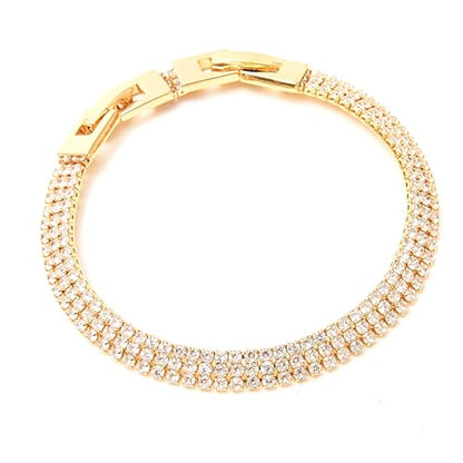 14K Gold & Silver Plated Lightweight Link Bracelet for Women | Stackable Bracelets ,14K Gold Plated Bracelets with CZ,Lightweight Trendy Chain Bracelet Jewelry Gift - style: tennis CZ