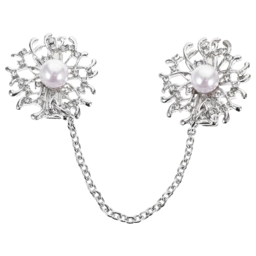 Healifty Vintage Alloy Shawl Pin with Faux Pearl, Elegant Sweater Collar Clip for Women, Comfortable and Decorative Brooch Pin, for Parties and Dates