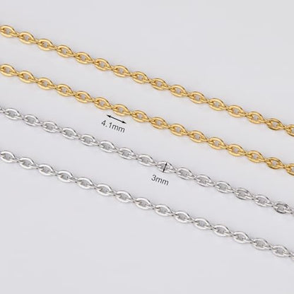 SMYHTGLIF 32.8 Feet Stainless Steel Chain for Jewelry Making 2 Rolls Chain | Gold and Silver Jewelry Making Chains Craft Chain Roll Oval Cable Bulk Chain DIY Jewelry Supplies - size: 4.1×3mm