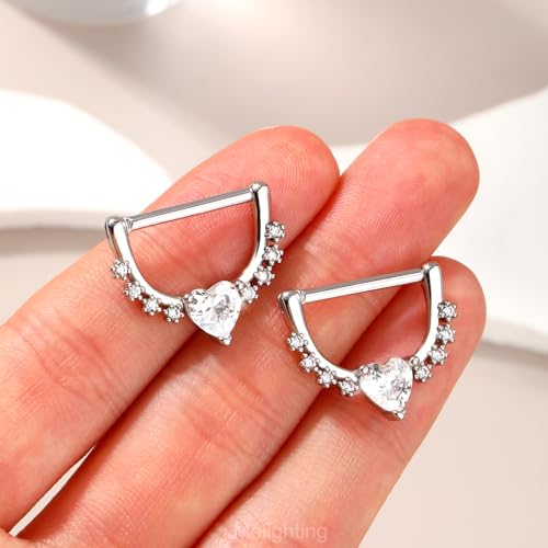 Melighting 14G Star Nipple Rings Steel 316L Nipple Piercing Jewelry Clear CZ Nipple Bars Clicker Nipple Barbell For Women Men 14mm