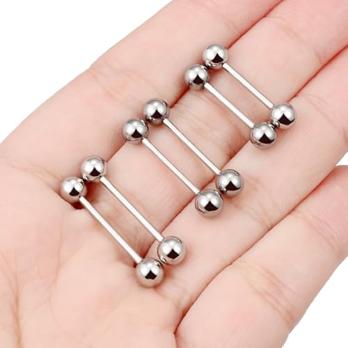 16G 14G 12G Nipple Piercings Tongue Rings Externally/Internally Threaded Hypoallergenic 316L Surgical Steel Nipple Tongue Barbell Piercing Jewelry for Women Men 12mm 14mm 16mm 19mm 22mm - color: 16G/Internally Threaded/12mm-16mm Bars/5mm Balls