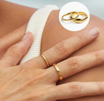 FAXHION 12PCS Gold Stackable Rings Set for Women, 18K Gold Plated Open Stacking Knuckle Ring, Adjustable Chunky Signet Band Statement Ring for Gift - color: 4-ringsGold