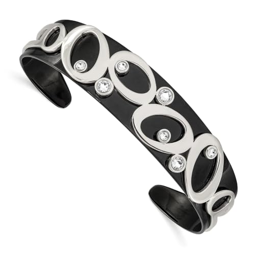 Chisel Crystal Cuff Bangle in Stainless Steel, 15mm