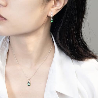 immobird 925 Sterling Silver Infinity Birthstone Jewelry Set Teardrop | Birthstone Necklace and Earring Set, Small Pear-shape Pendant, Drop Earring, Timeless Gift for Her, Daily Wear, Nice Gift Box - color: 05-May.