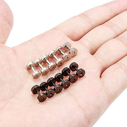 6 Pairs Surgical Steel Ear Gauges Screw Plugs Tunnel Earlobe Expander Stretcher Piercing Jewelry Kit for Women Men 14G-6G - color: 14G (1.6mm)