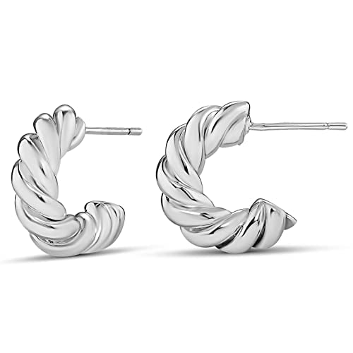 Amazon Essentials Sterling Silver Twisted Rope Hoop - color: Silver, size: 15 mm