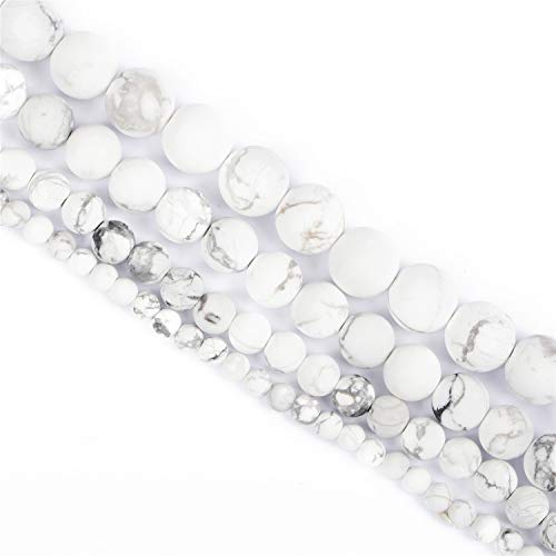 NCB White Matte White Howlite Beads 200pcs 4mm Round Gemstone Beads Spacer Charm Beads Natural Stone Loose Beads for Bracelet Necklace Jewelry Making (Matte White Howlite, 4mm 200Beads) - color: Matte White Howlite, size: 4mm 200Beads
