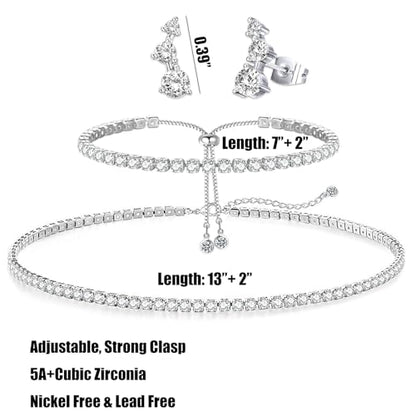 Crystal Wedding Jewelry Set, Necklace Earrings, for Accessories | Silver jewelry design, suitable almost occasions, non fading, non oxidizing, Valentine's Day gift, wedding jewelry sets - color: D