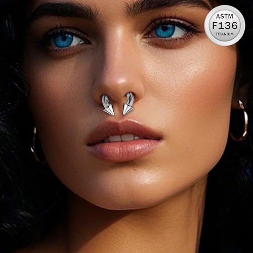 Ruifan 20G 18G 16G 14G 12G 8G 6G 4G 2G Horseshoe Nose Ring Titanium Septum Rings Piercing Jewelry Internally Threaded Gauges Cartilage Conch Helix Rook Lip Tragus Earring Hoop Eyebrow For Women Men - size: Spike: 4G - 14MM