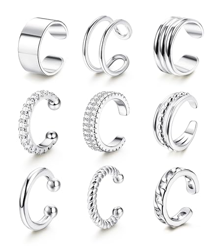 LOLIAS 𝐄𝐚𝐫 𝐂𝐮𝐟𝐟 𝐄𝐚𝐫𝐫𝐢𝐧𝐠𝐬 for Women Non Piercing Gold Plated Ear Cuffs 𝟏𝟒𝐊 𝐆𝐨𝐥𝐝 𝐏𝐥𝐚𝐭𝐞𝐝 Ear Cuff for Non Pierced Ears Clip on Cartilage Earring 𝐅𝐚𝐤𝐞 𝐄𝐚𝐫𝐫𝐢𝐧𝐠𝐬 Lightweight - style: White Gold Plated