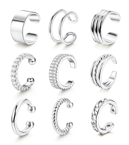 LOLIAS 𝐄𝐚𝐫 𝐂𝐮𝐟𝐟 𝐄𝐚𝐫𝐫𝐢𝐧𝐠𝐬 for Women Non Piercing Gold Plated Ear Cuffs 𝟏𝟒𝐊 𝐆𝐨𝐥𝐝 𝐏𝐥𝐚𝐭𝐞𝐝 Ear Cuff for Non Pierced Ears Clip on Cartilage Earring 𝐅𝐚𝐤𝐞 𝐄𝐚𝐫𝐫𝐢𝐧𝐠𝐬 Lightweight - style: White Gold Plated