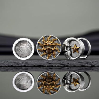 Stainless Steel Ear Gauges Flesh Plugs and Tunnels Piercing Expander, Sun and Moon Matched Stretchers. - color: S8665G, size: 14 mm