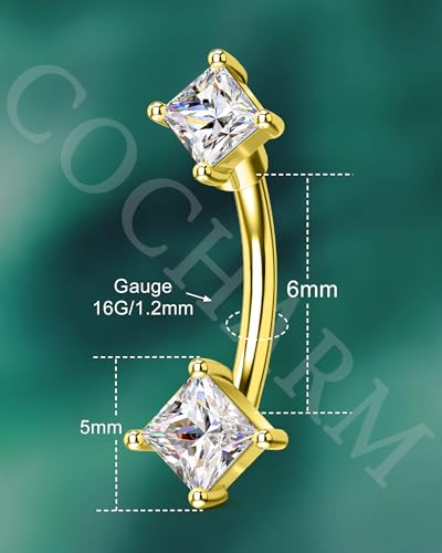 COCHARM Minimalist Rook Earrings 16G Rook Piercing Jewelry Stainless Steel Eyebrow Rings for Women Men Dainty Lobe Earrings 6/8MM - color: YG-6MM
