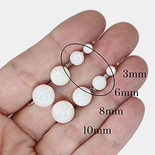 Round Simulated Shell Pearl Invisible Clip-On Earrings for Non-Pierced Ears (6mm, White)