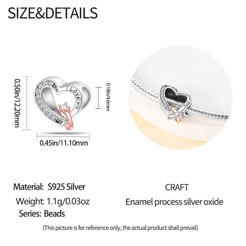 Charm for Bracelets and Necklaces, Heart Animals 925 Sterling Silver Bead Celestial Sun Moon Star Charms Jewelry Gift for Women Girls - color: Heart and Ring Charms