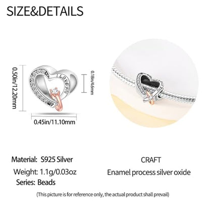 Charm for Bracelets and Necklaces, Heart Animals 925 Sterling Silver Bead Celestial Sun Moon Star Charms Jewelry Gift for Women Girls - color: Heart and Ring Charms
