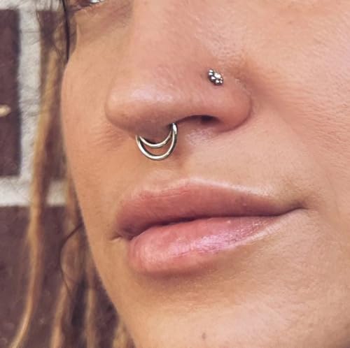 16G Septum Ring Hinged Septum Clicker Nose Ring Septum Piercing Jewelry - color: Circle-silver, size: 8mm