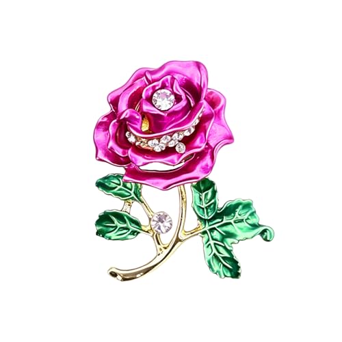 Magnolia Rose Tulip Flower Brooch Pin Alloy Enamel Floral Brooch with Natural Faux Pearl Elegant Lapel Pin for Dress Scarf Coat Women Jewelry
